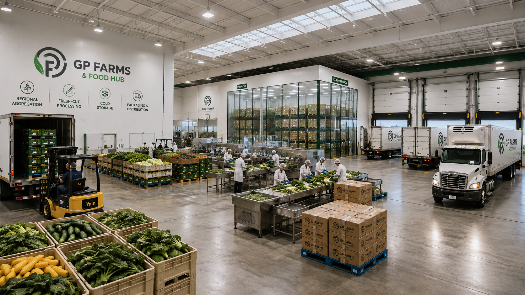 Inside the GP Farms & Food Hub facility